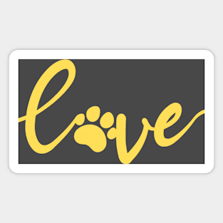 Paw Print on Love Text Magnet